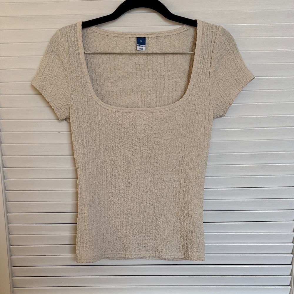 Old Navy Textured Cream Short Sleeve Top